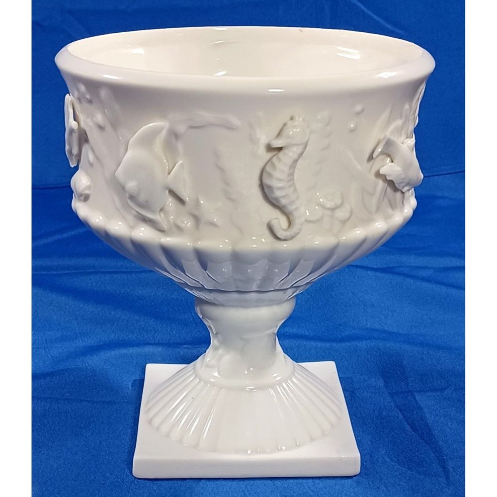 Vtg Lenwile Porcelain Sea Creatures Blanc De Chine Sculpture Cachepot Cach Pot - Picture 2 of 12